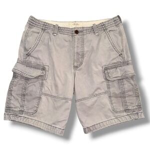 Hollister Mens Gray Classic Cargo Fit Shorts Y2K Heavy‎ Cotton Twill Size 32